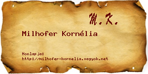 Milhofer Kornélia névjegykártya